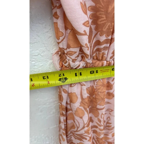 Super Natural Secret Mission Womens Square Neck Boho Midi Dress Pink Floral Sz L - Picture 7 of 10